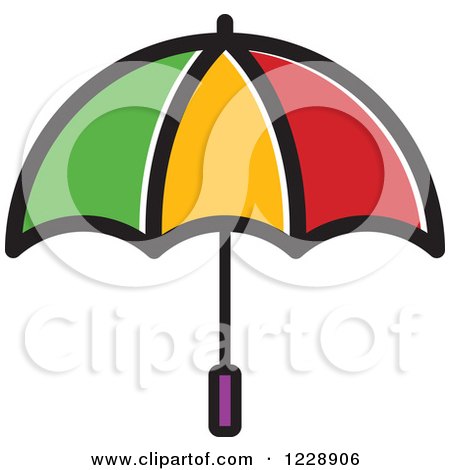 Clipart of a Colorful Umbrella Icon - Royalty Free Vector Illustration by Lal Perera