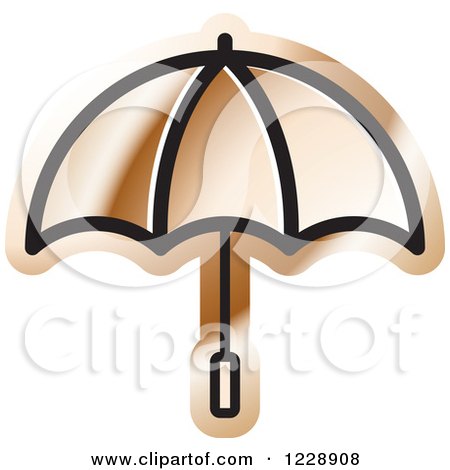 Clipart of a Bronze Umbrella Icon - Royalty Free Vector Illustration by Lal Perera