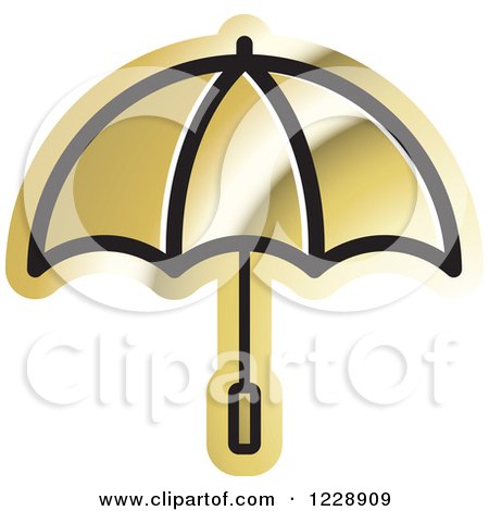 Clipart of a Bronze Umbrella Icon - Royalty Free Vector Illustration by Lal Perera