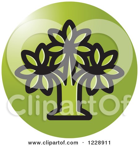Clipart of a Round Green Tree Icon - Royalty Free Vector Illustration by Lal Perera
