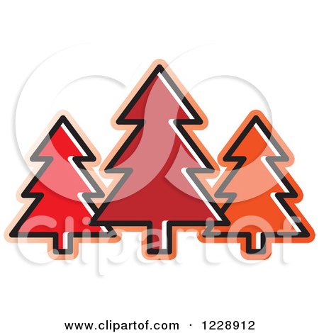 Clipart of a Red Evergreen Trees Icon - Royalty Free Vector Illustration by Lal Perera