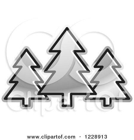 Clipart of a Silver Evergreen Trees Icon - Royalty Free Vector Illustration by Lal Perera