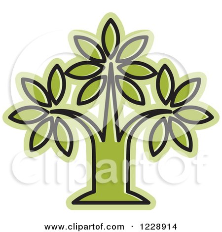 Clipart of a Green Tree Icon - Royalty Free Vector Illustration by Lal Perera