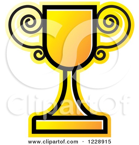 Clipart of a Yellow and Orange Trophy Cup Icon - Royalty Free Vector Illustration by Lal Perera
