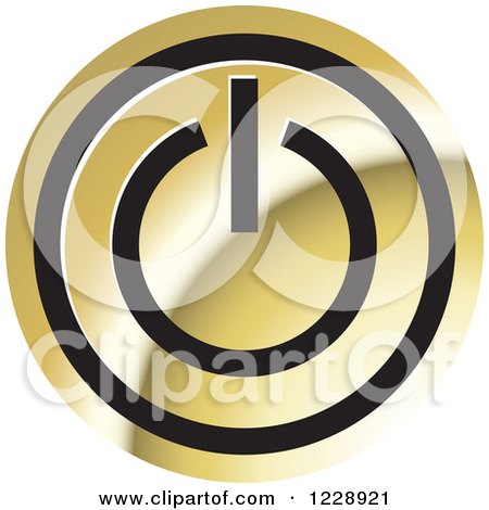 Clipart of a Gold Power Button Icon - Royalty Free Vector Illustration by Lal Perera