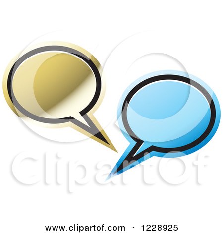 Clipart of a Blue and Gold Speech Bubble Live Chat Icon - Royalty Free Vector Illustration by Lal Perera
