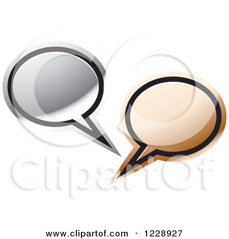Clipart of a Silver and Bronze Speech Bubble Live Chat Icon - Royalty Free Vector Illustration by Lal Perera