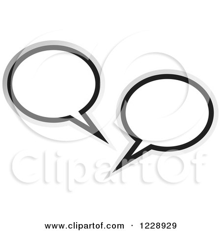 Clipart of a Black and White and Silver Speech Bubble Live Chat Icon - Royalty Free Vector Illustration by Lal Perera