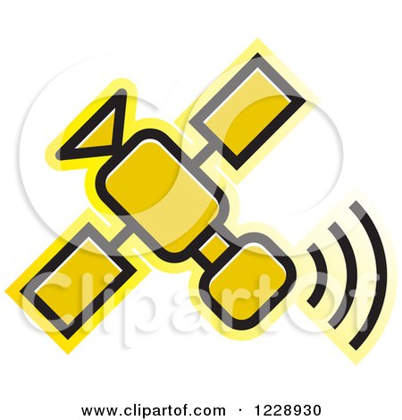 Clipart of a Yellow Satellite Icon - Royalty Free Vector Illustration by Lal Perera