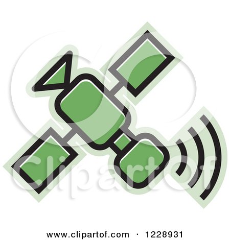 Clipart of a Green Satellite Icon - Royalty Free Vector Illustration by Lal Perera