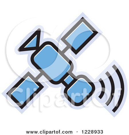 Clipart of a Blue Satellite Icon - Royalty Free Vector Illustration by Lal Perera