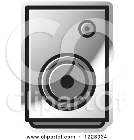 Clipart of a Silver Music Speaker Icon - Royalty Free Vector Illustration by Lal Perera