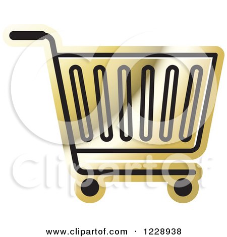 Clipart of a Gold Shopping Cart Icon - Royalty Free Vector Illustration by Lal Perera