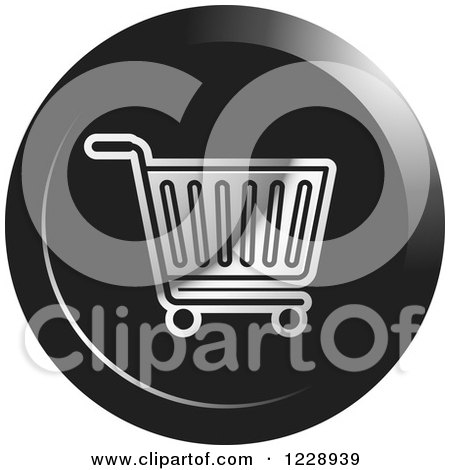 Clipart of a Round Black and Silver Shopping Cart Icon - Royalty Free Vector Illustration by Lal Perera
