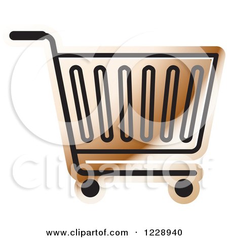 Clipart of a Brown Shopping Cart Icon - Royalty Free Vector Illustration by Lal Perera