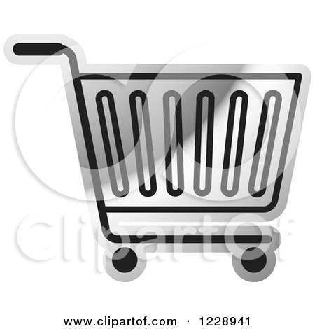 Clipart of a Silver Shopping Cart Icon - Royalty Free Vector Illustration by Lal Perera