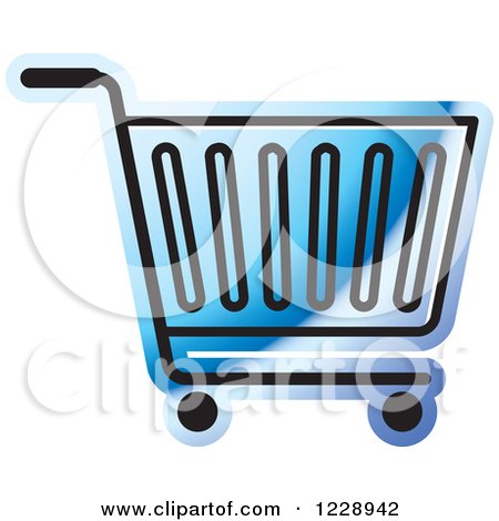 Clipart of a Blue Shopping Cart Icon - Royalty Free Vector Illustration by Lal Perera