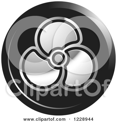 Clipart of a Round Black and Silver Propeller or Fan Icon - Royalty Free Vector Illustration by Lal Perera