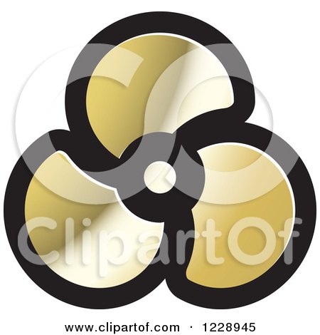 Clipart of a Gold Propeller or Fan Icon - Royalty Free Vector Illustration by Lal Perera