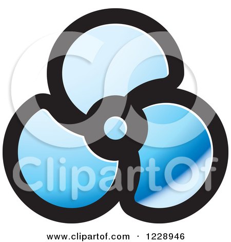Clipart of a Blue Propeller or Fan Icon - Royalty Free Vector Illustration by Lal Perera