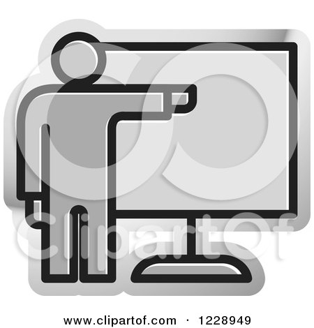 Clipart of a Gray Man Giving a Presentation Icon - Royalty Free Vector Illustration by Lal Perera