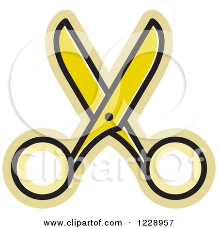 Clipart of a Yellow Scissors Icon - Royalty Free Vector Illustration by Lal Perera