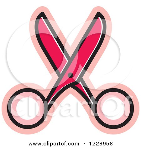 Clipart of a Red Scissors Icon - Royalty Free Vector Illustration by Lal Perera