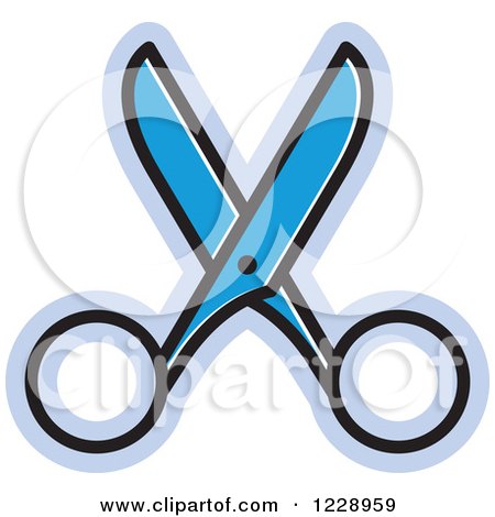 Clipart of a Blue Scissors Icon - Royalty Free Vector Illustration by Lal Perera