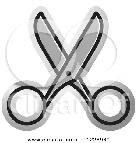 Clipart of a Silver Scissors Icon - Royalty Free Vector Illustration by Lal Perera