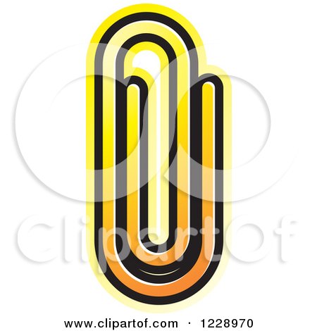 Clipart of a Yellow and Orange Paperclip Attachment Icon - Royalty Free Vector Illustration by Lal Perera