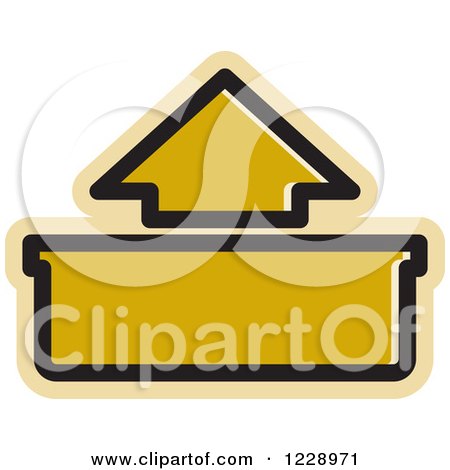 Clipart of a Brown out or Upload Arrow Icon - Royalty Free Vector Illustration by Lal Perera