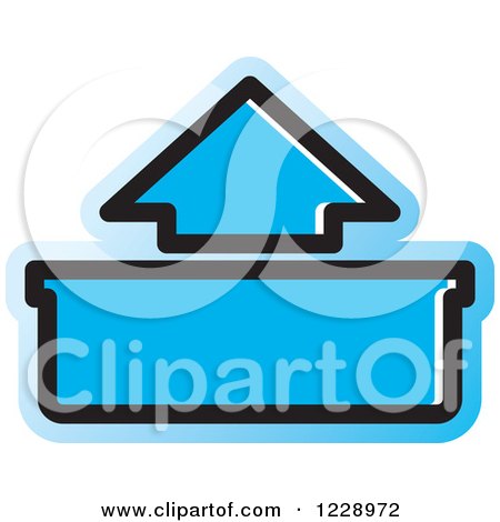 Clipart of a Blue out or Upload Arrow Icon - Royalty Free Vector Illustration by Lal Perera