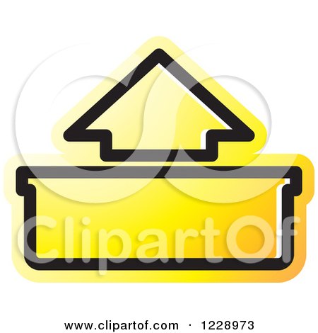 Clipart of a Yellow out or Upload Arrow Icon - Royalty Free Vector Illustration by Lal Perera