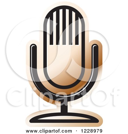 Clipart of a Brown Desk Microphone Icon - Royalty Free Vector Illustration by Lal Perera