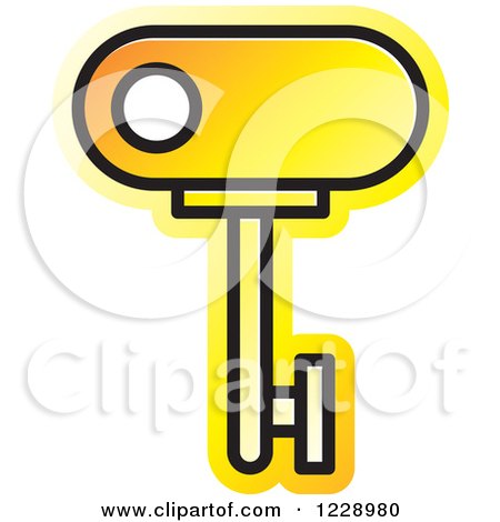 Clipart of a Yellow and Orange Key Icon - Royalty Free Vector Illustration by Lal Perera