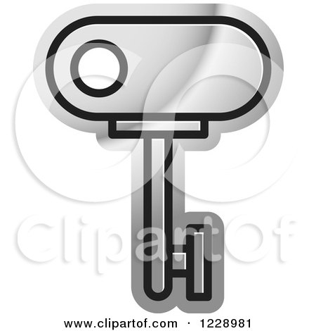Clipart of a Silver Key Icon - Royalty Free Vector Illustration by Lal Perera