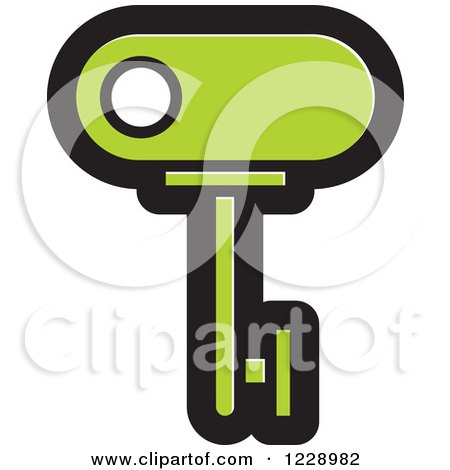 Clipart of a Green Key Icon - Royalty Free Vector Illustration by Lal Perera