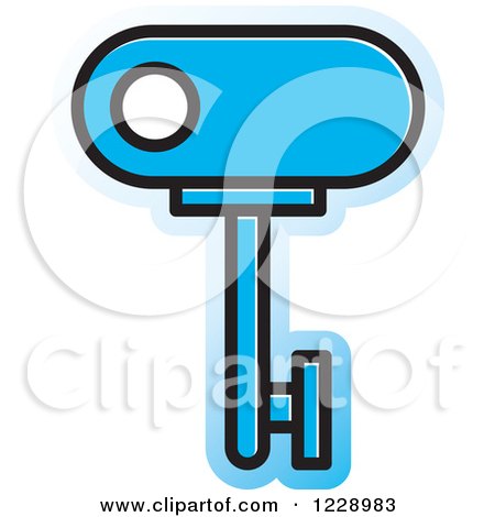 Clipart of a Blue Key Icon - Royalty Free Vector Illustration by Lal Perera