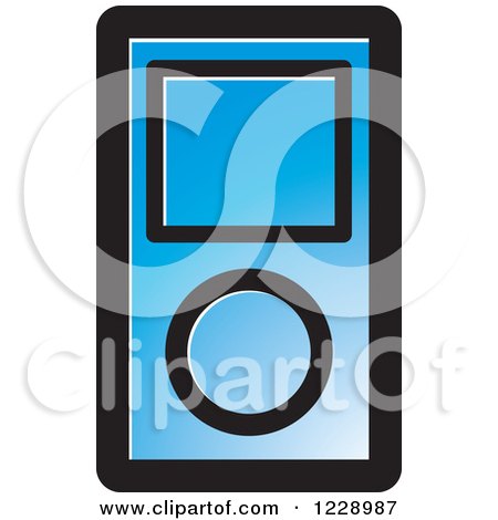 Clipart of a Blue Ipod Mp3 Music Player Icon - Royalty Free Vector Illustration by Lal Perera