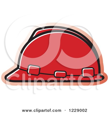 Clipart of a Red Hardhat Helmet Icon - Royalty Free Vector Illustration by Lal Perera