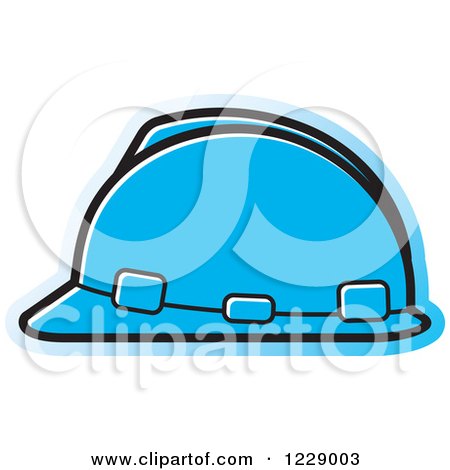 Clipart of a Blue Hardhat Helmet Icon - Royalty Free Vector Illustration by Lal Perera