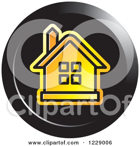 Clipart of a Round Black and Orange House Icon - Royalty Free Vector Illustration by Lal Perera
