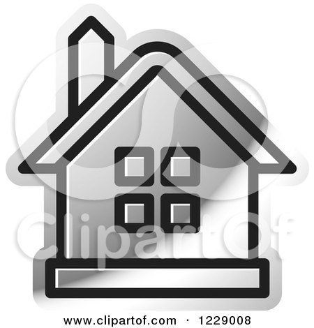 Clipart of a Silver House Icon - Royalty Free Vector Illustration by Lal Perera