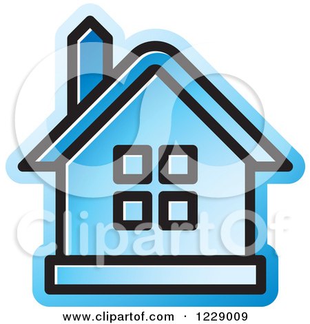 Clipart of a Blue House Icon - Royalty Free Vector Illustration by Lal Perera