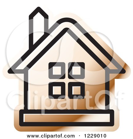 Clipart of a Bronze House Icon - Royalty Free Vector Illustration by Lal Perera
