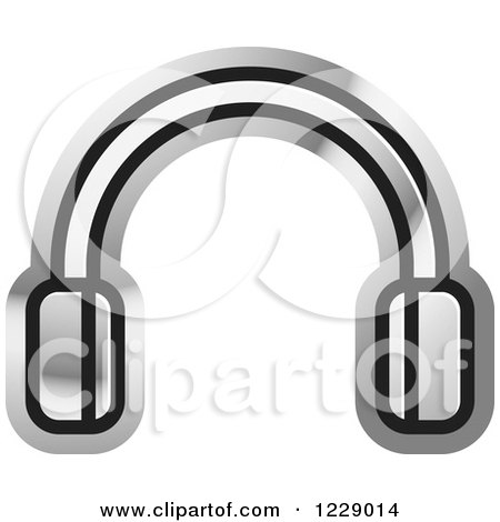Clipart of a Silver Headphones Icon - Royalty Free Vector Illustration by Lal Perera