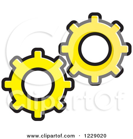 Clipart of a Yellow Gear Cog Icon - Royalty Free Vector Illustration by Lal Perera