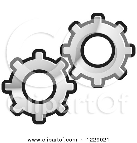 Clipart of a Silver Gear Cog Icon - Royalty Free Vector Illustration by Lal Perera