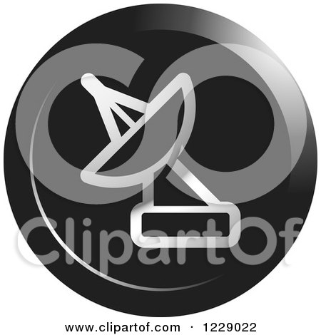 Clipart of a Round Silver and Black Satellite Dish Icon - Royalty Free Vector Illustration by Lal Perera