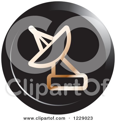 Clipart of a Round Bronze and Black Satellite Dish Icon - Royalty Free Vector Illustration by Lal Perera